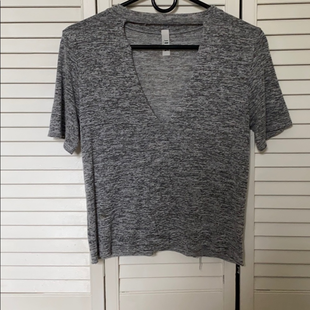 Grey low cut V-neck with collar